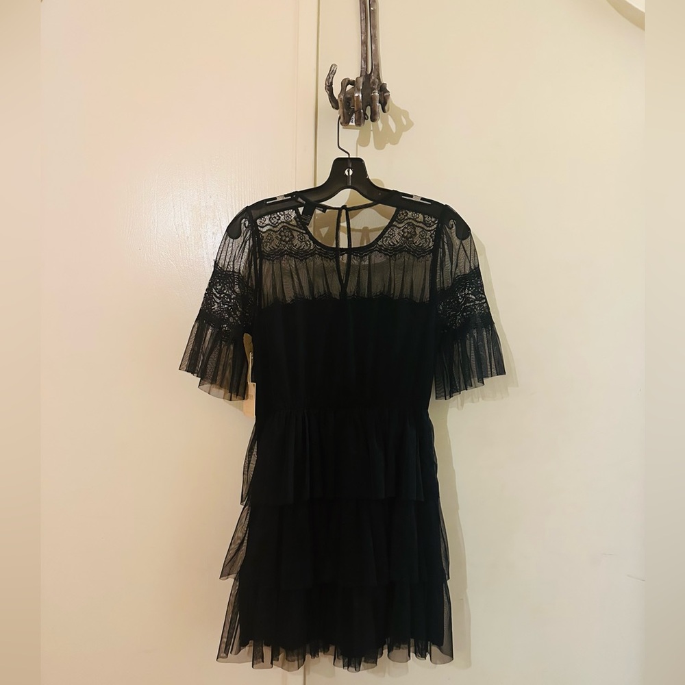 Wednesday black lace and tulle mini dress, forever 21 winter collection vintage